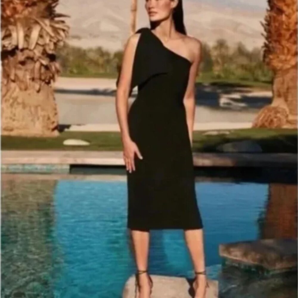 DRESS THE POPULATION Tiffany One-Shoulder Black Dress Sz XL